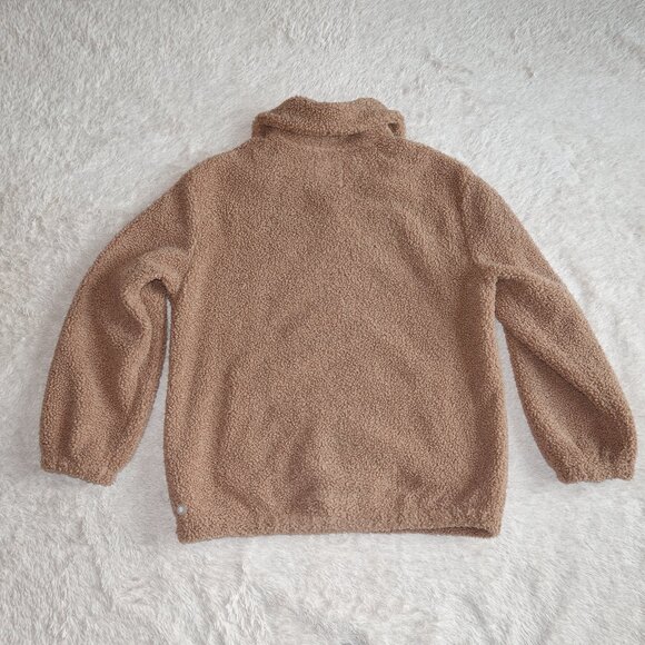 Athleta Girl Size XL 14 Teddy Fleece Jacket Coat, Brown Tan Woods Khaki Like New - Picture 3 of 9